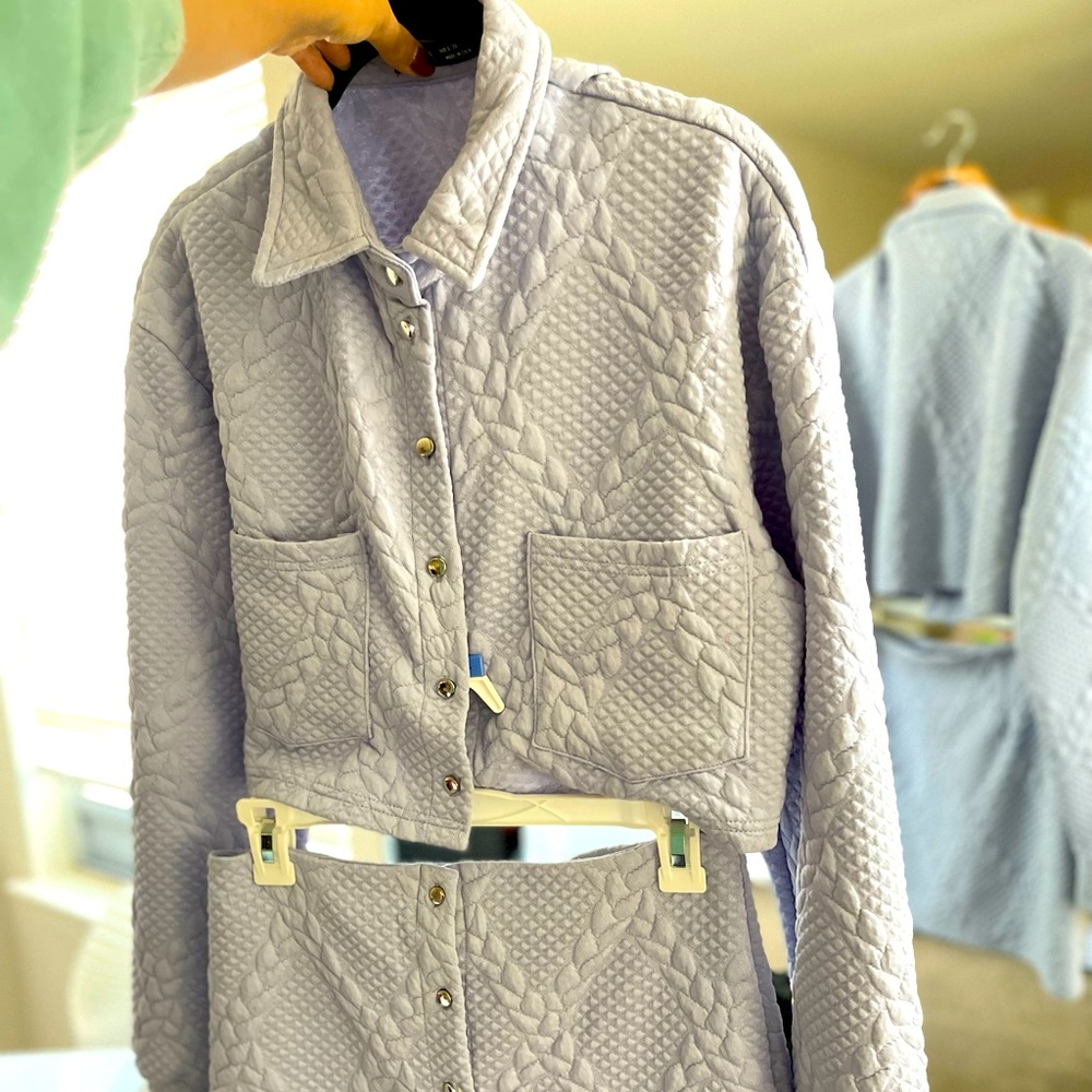 Light blue matching jacket & skirt set- Small